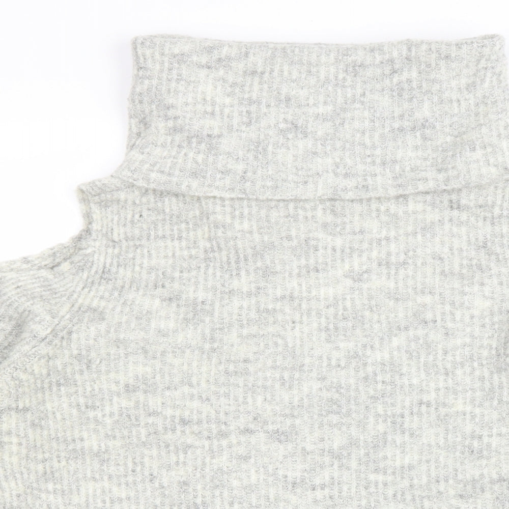 New Look Womens Grey Roll Neck Polyester Pullover Jumper Size M - Cold shoulder