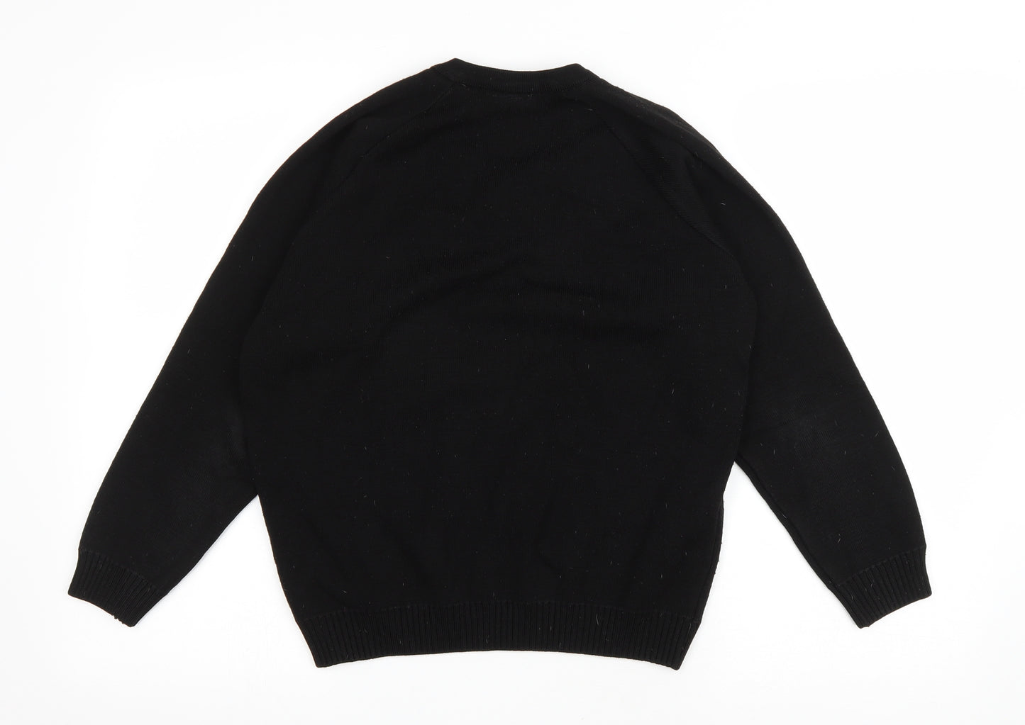 ZECO Womens Black V-Neck Acrylic Pullover Jumper Size 32