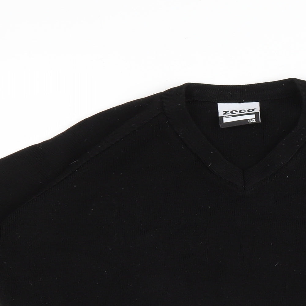 ZECO Womens Black V-Neck Acrylic Pullover Jumper Size 32