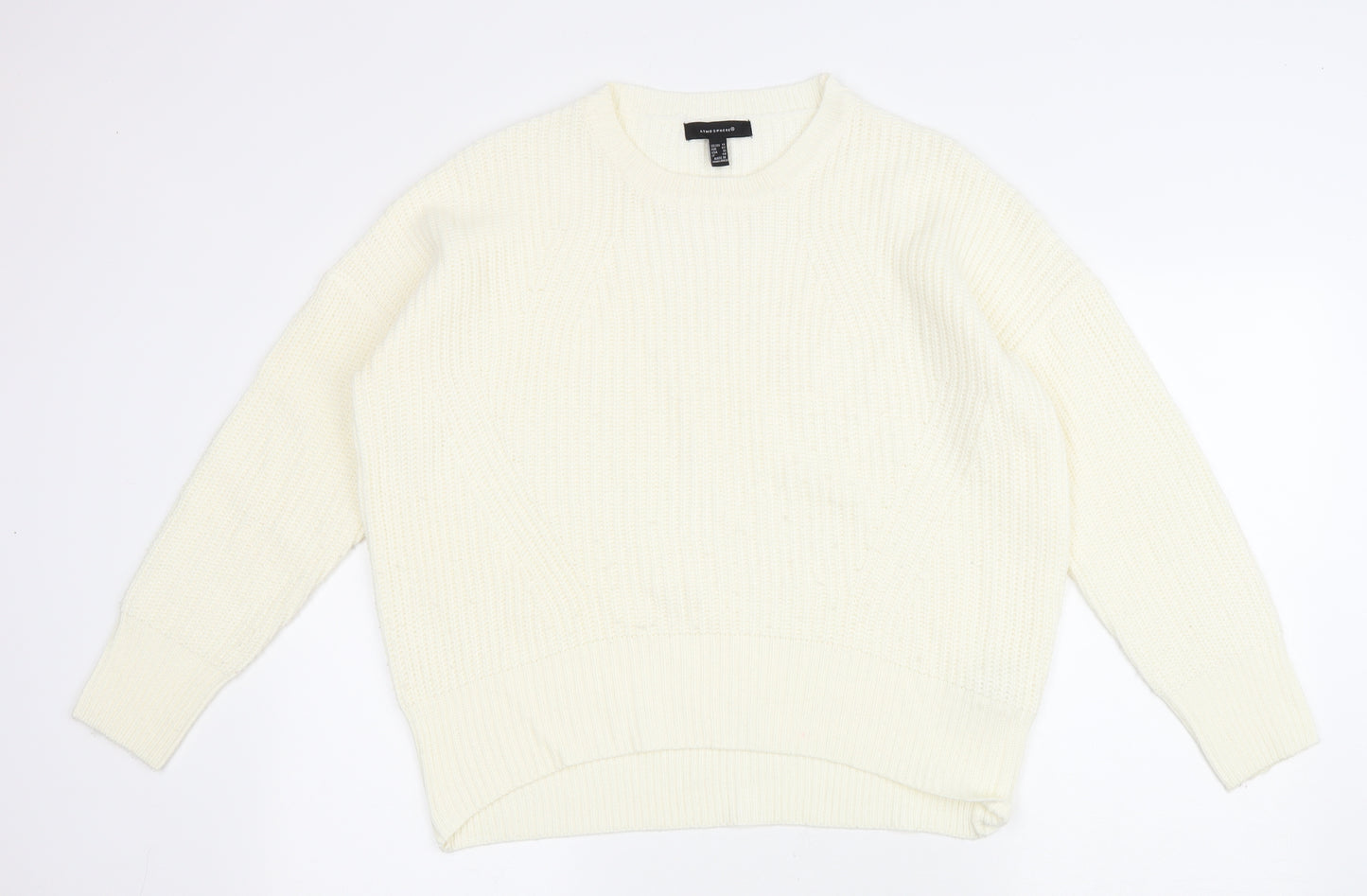 Primark Womens Ivory Round Neck Acrylic Pullover Jumper Size 14
