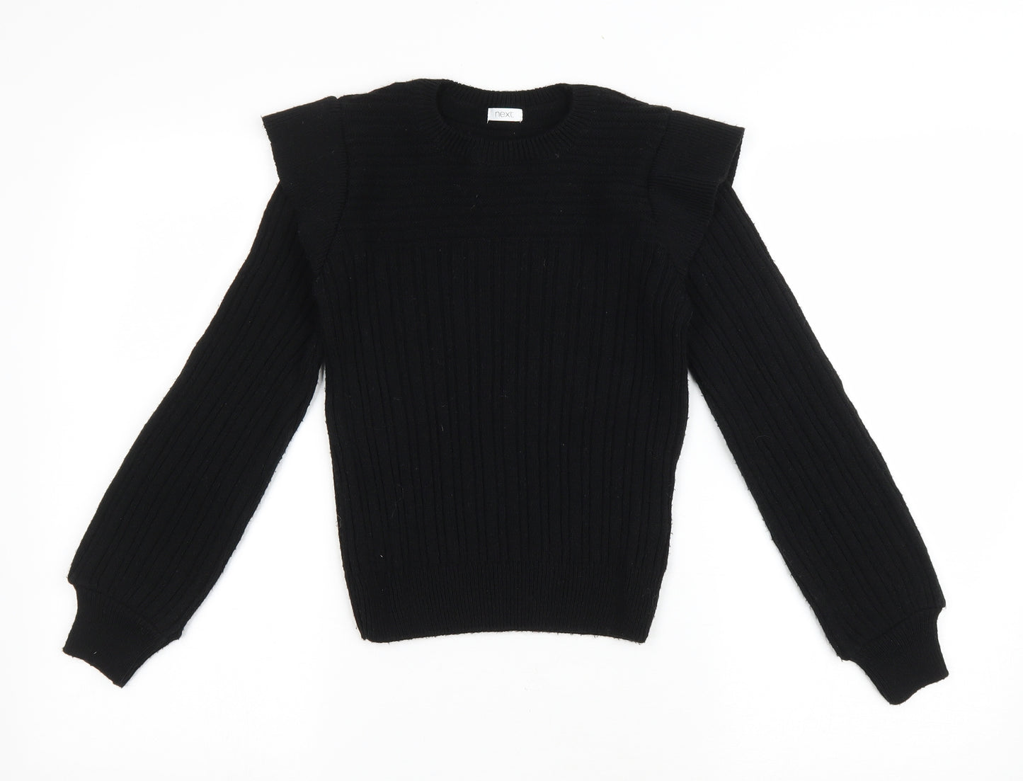 NEXT Girls Black Round Neck Acrylic Pullover Jumper Size 9 Years Pullover