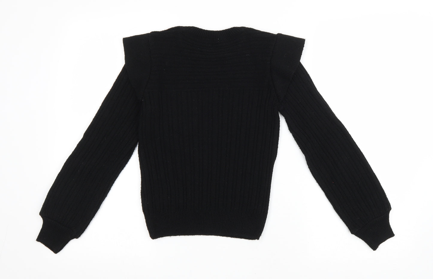 NEXT Girls Black Round Neck Acrylic Pullover Jumper Size 9 Years Pullover