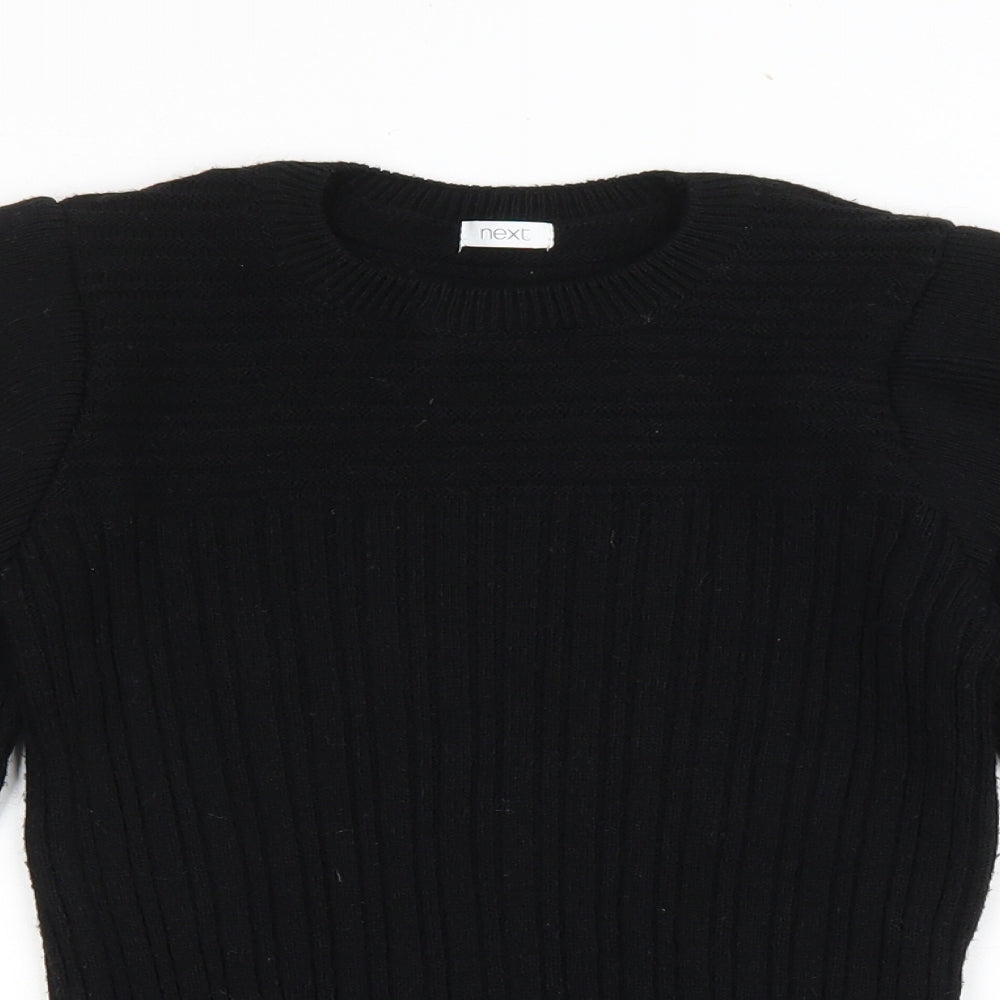 NEXT Girls Black Round Neck Acrylic Pullover Jumper Size 9 Years Pullover
