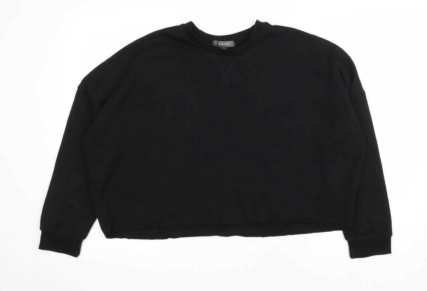 Primark Womens Black Polyester Pullover Sweatshirt Size 10 Pullover - Cropped