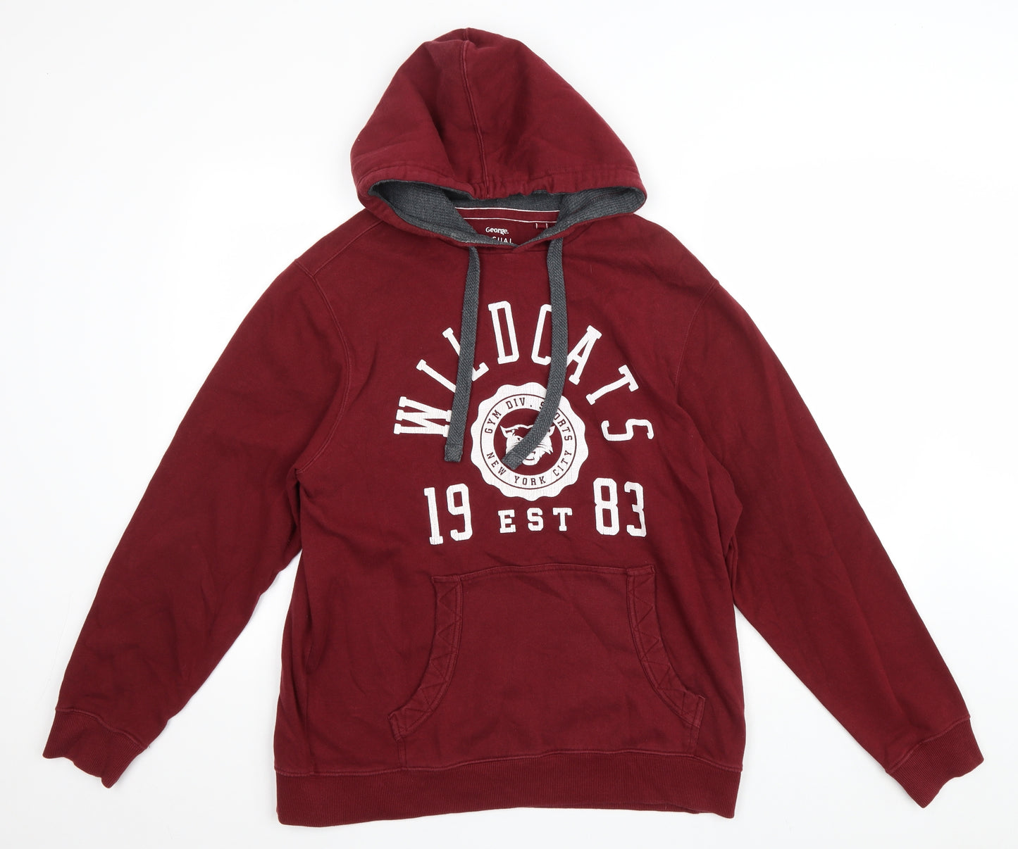 George Mens Red Cotton Pullover Hoodie Size M - Wildcats