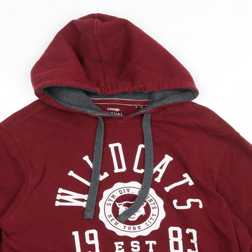 George Mens Red Cotton Pullover Hoodie Size M - Wildcats