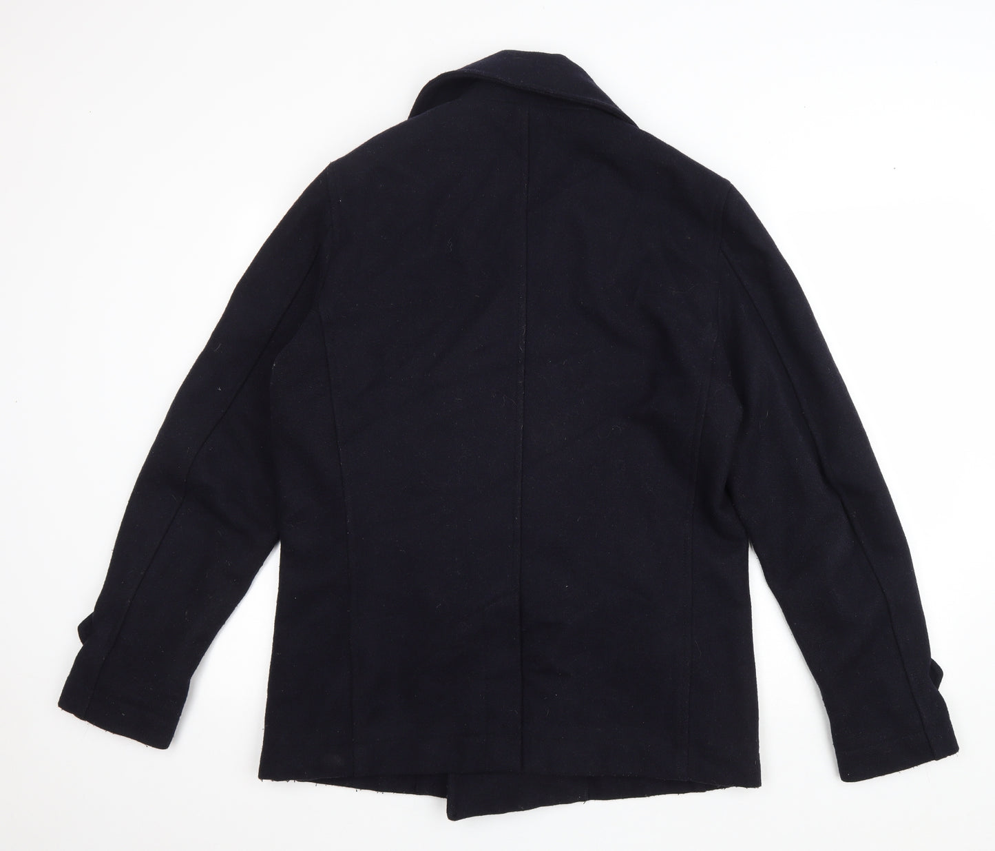 Diesel-Co Mens Blue Overcoat Coat Size L Button