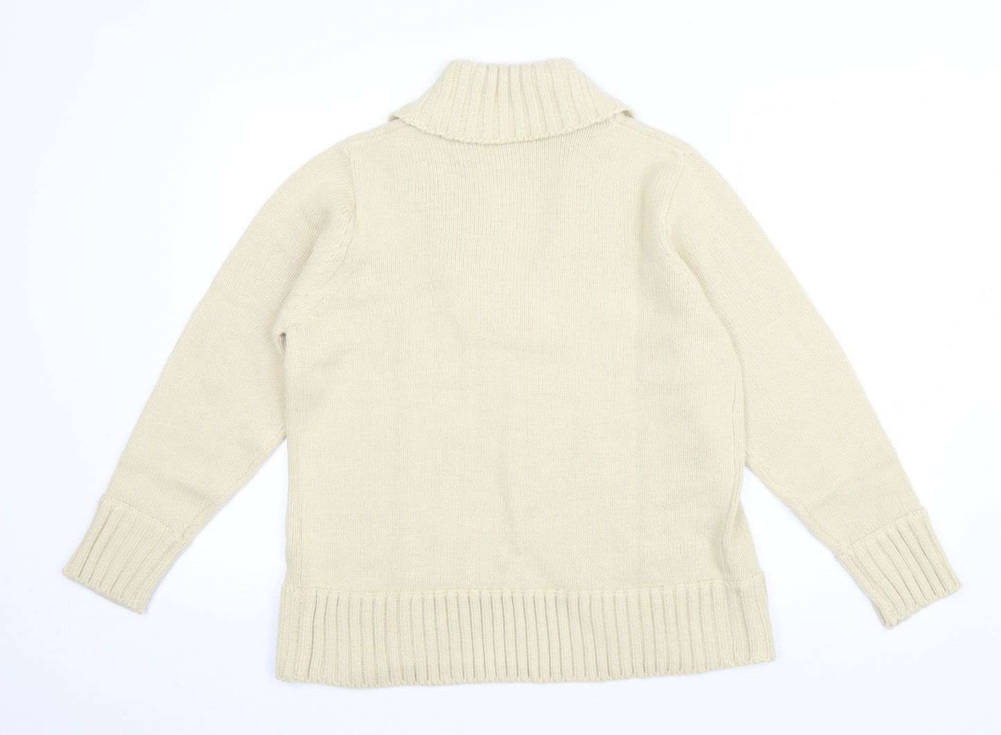 Classics Womens Beige V-Neck Acrylic Cardigan Jumper Size 10