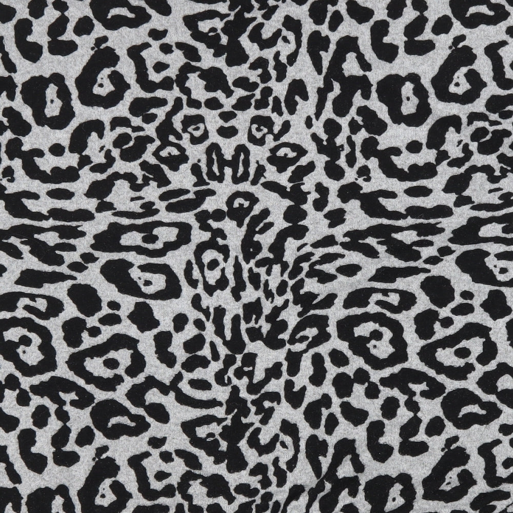 Quiz Womens Grey Boat Neck Animal Print Polyester Pullover Jumper Size 12 - Leopard print