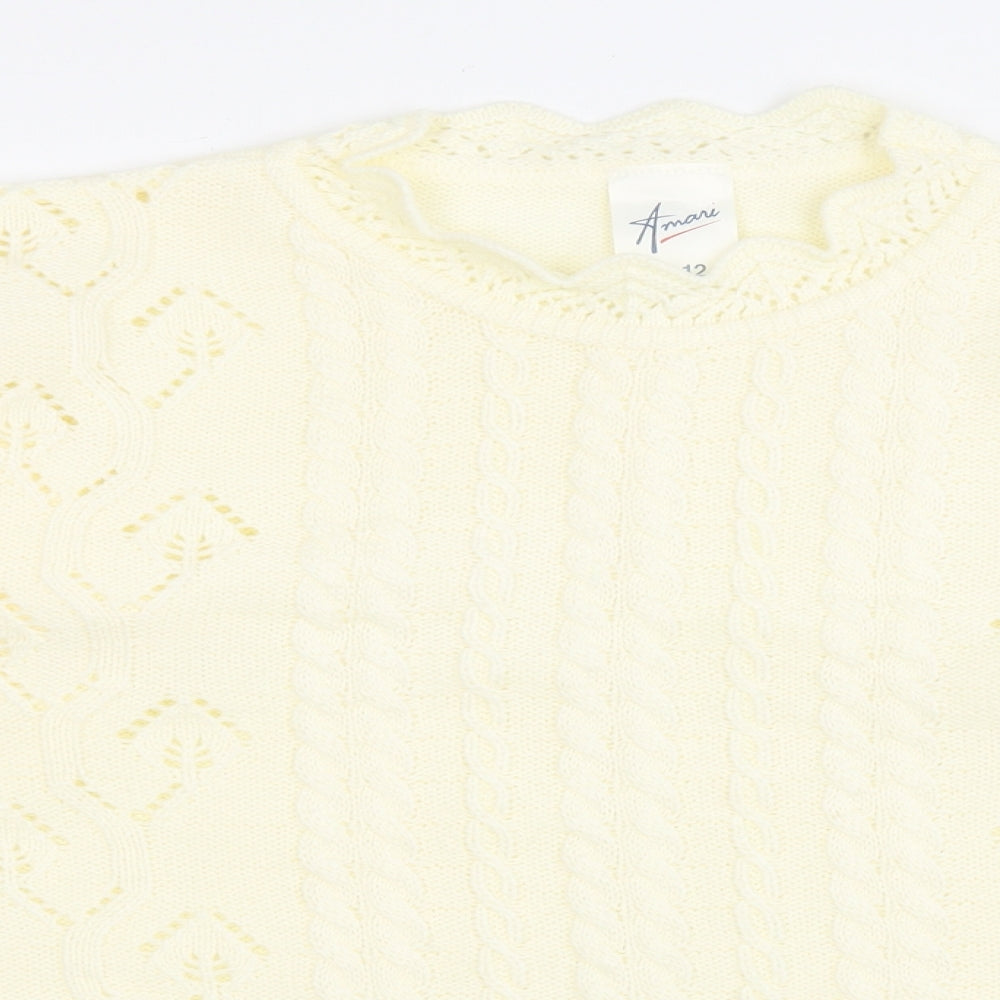 Amari Womens Yellow Round Neck Acrylic Pullover Jumper Size 12