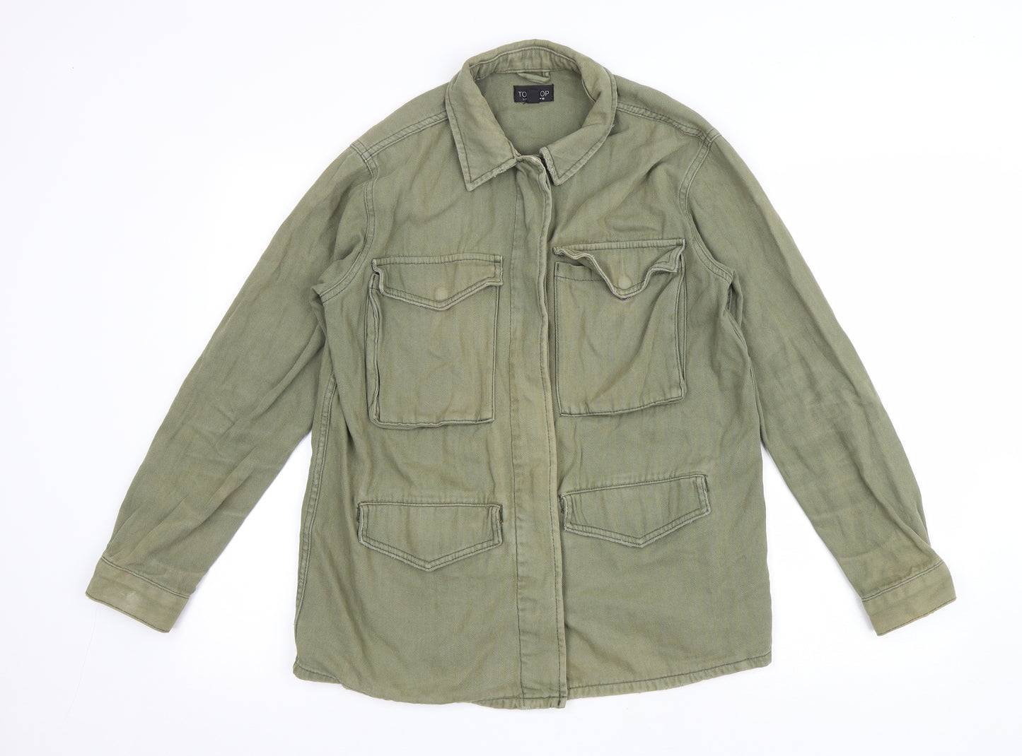 Topshop Womens Green Jacket Size 10 Button