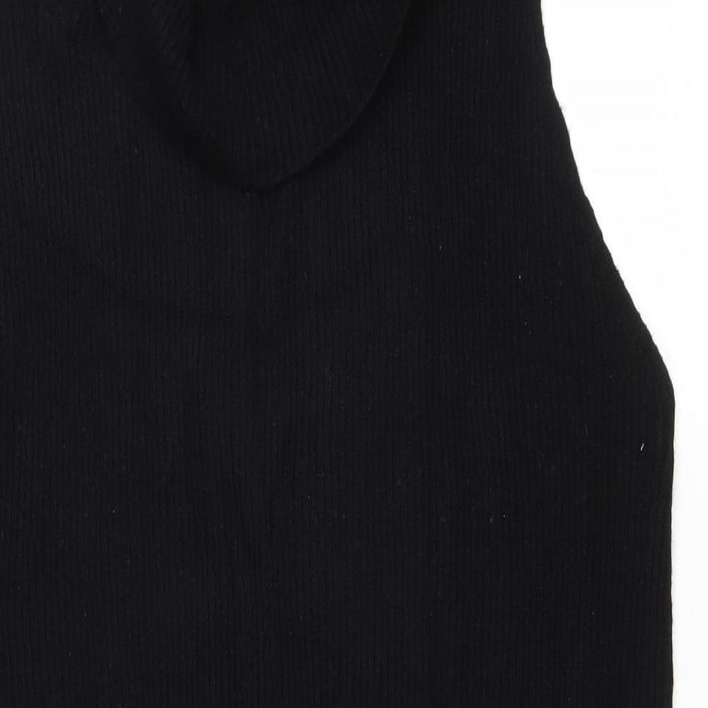 Wallis Womens Black Acrylic Jumper Dress Size M Roll Neck Pullover