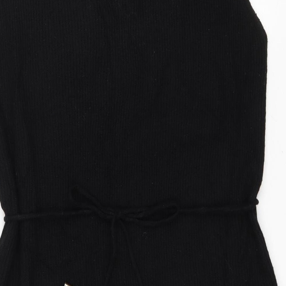Wallis Womens Black Acrylic Jumper Dress Size M Roll Neck Pullover