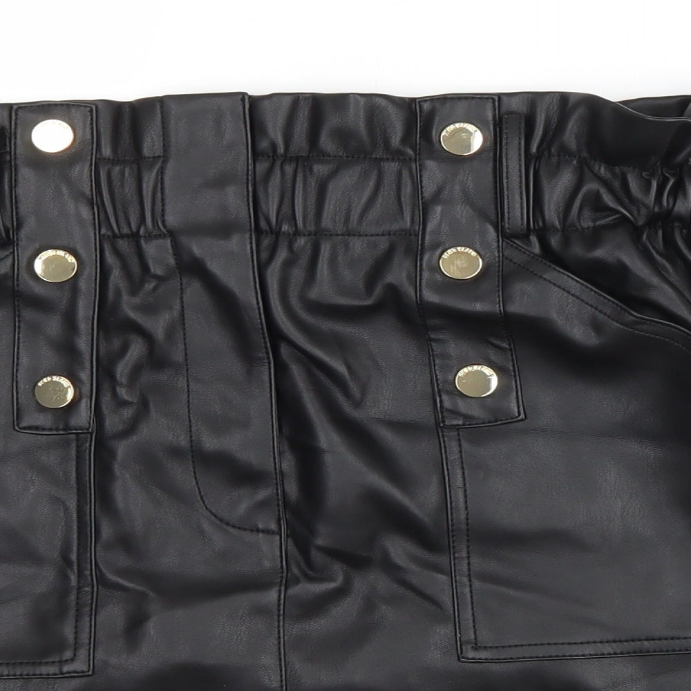 River Island Womens Black Polyester A-Line Skirt Size 12 Zip