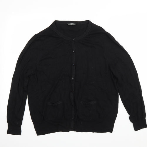 BHS Womens Black V-Neck Nylon Cardigan Jumper Size 22