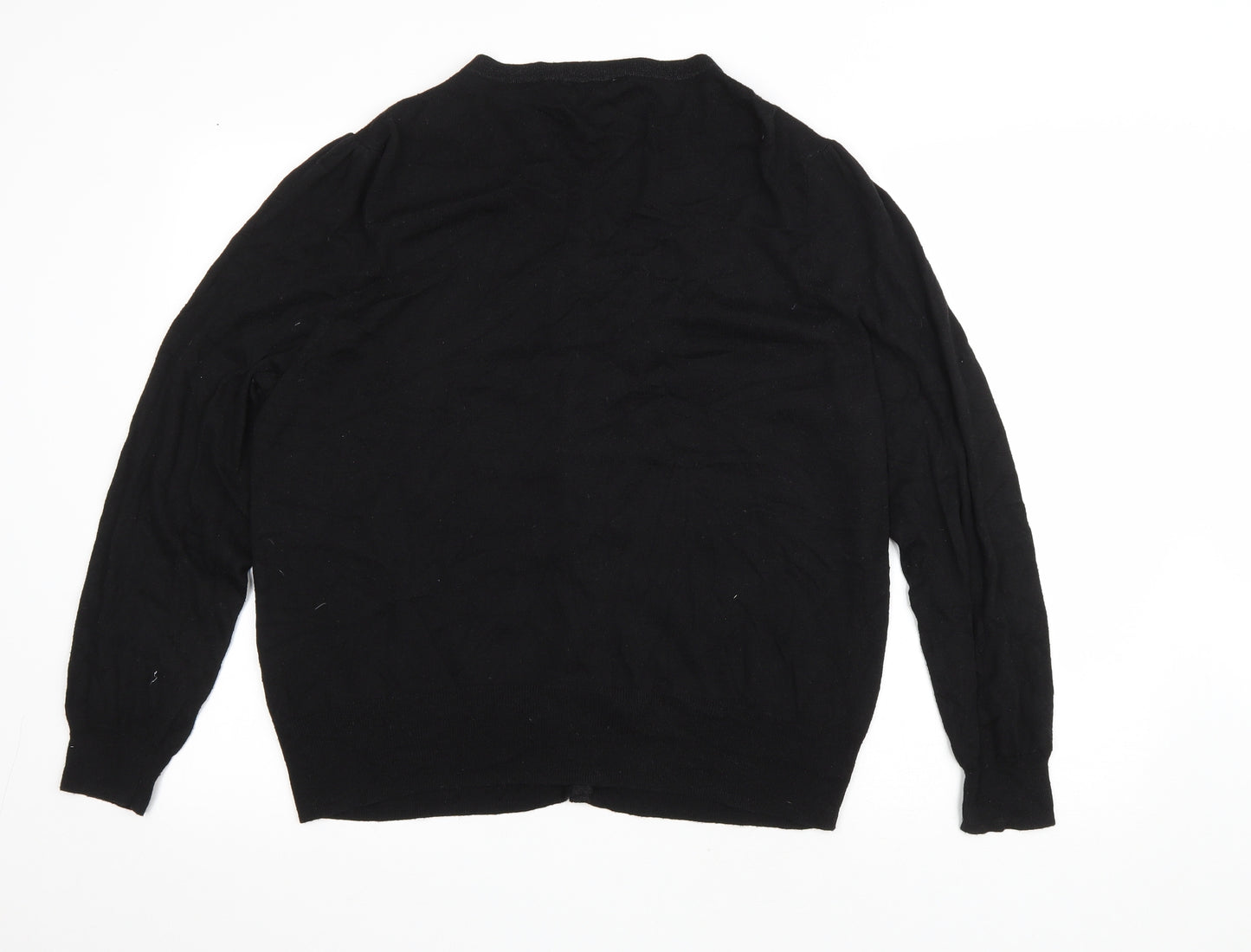 BHS Womens Black V-Neck Nylon Cardigan Jumper Size 22