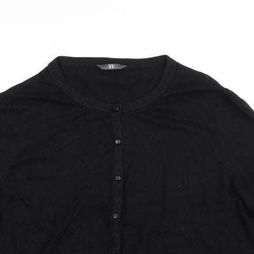 BHS Womens Black V-Neck Nylon Cardigan Jumper Size 22