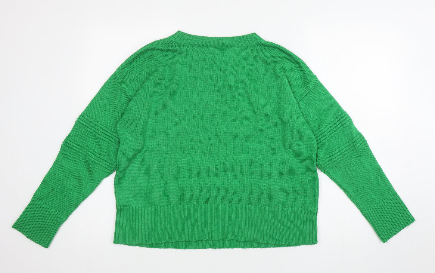 Topshop Womens Green Round Neck Acrylic Pullover Jumper Size M