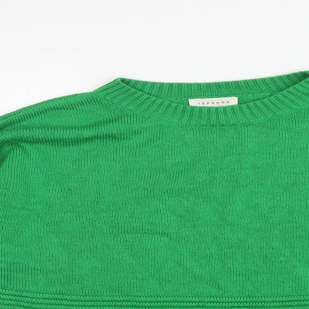 Topshop Womens Green Round Neck Acrylic Pullover Jumper Size M