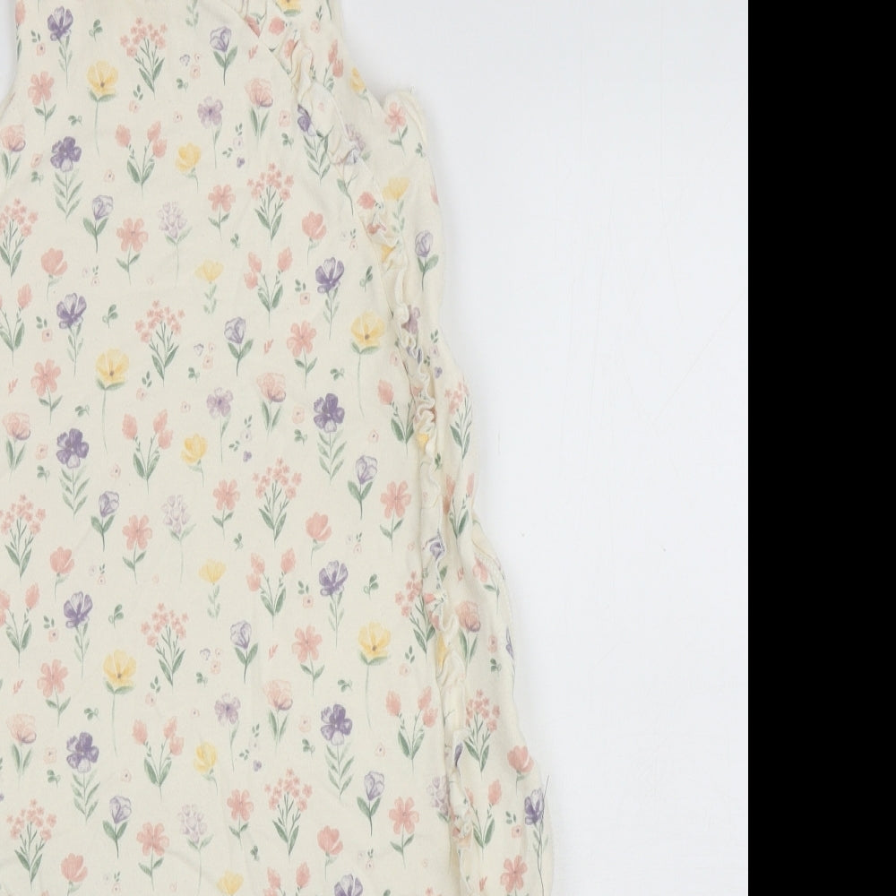 TU Baby Ivory Floral 100% Cotton Robe Size 18-24 Months Zip