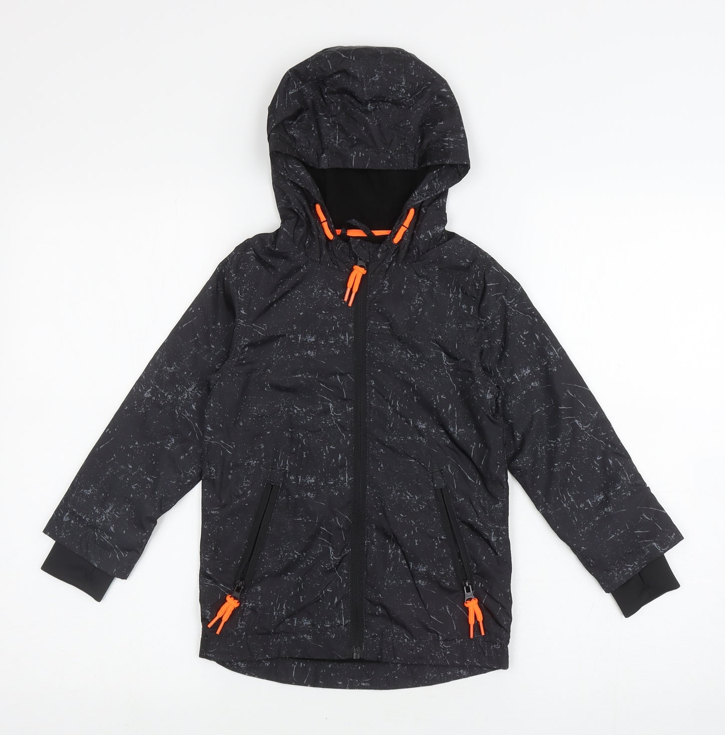 Matalan Boys Black Flecked Anorak Coat Size 4 Years Zip - grey flecks