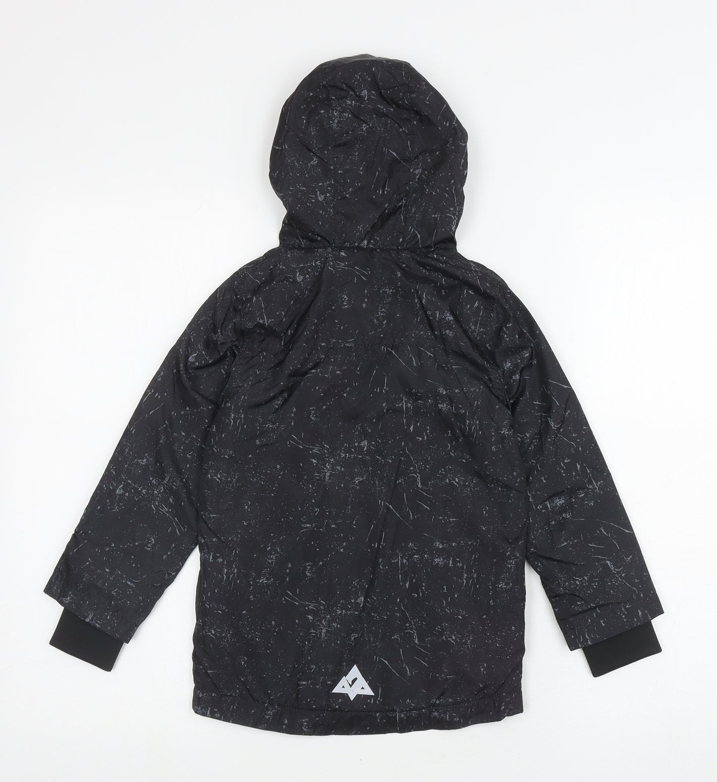 Matalan Boys Black Flecked Anorak Coat Size 4 Years Zip - grey flecks