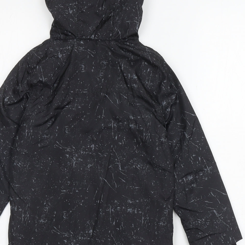 Matalan Boys Black Flecked Anorak Coat Size 4 Years Zip - grey flecks