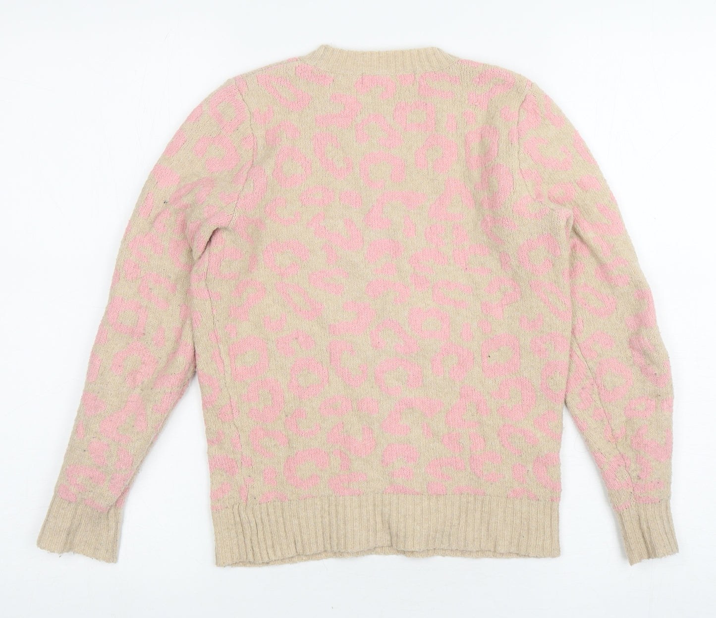 George Girls Beige Roll Neck Animal Print Polyester Pullover Jumper Size 9-10 Years Pullover - Leopard Print