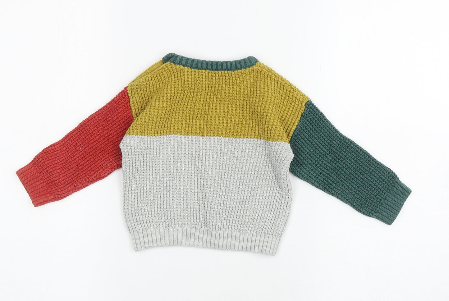 Nutmeg Baby Multicoloured Colourblock 100% Cotton Pullover Jumper Size 9-12 Months Pullover - Buttons on shoulder