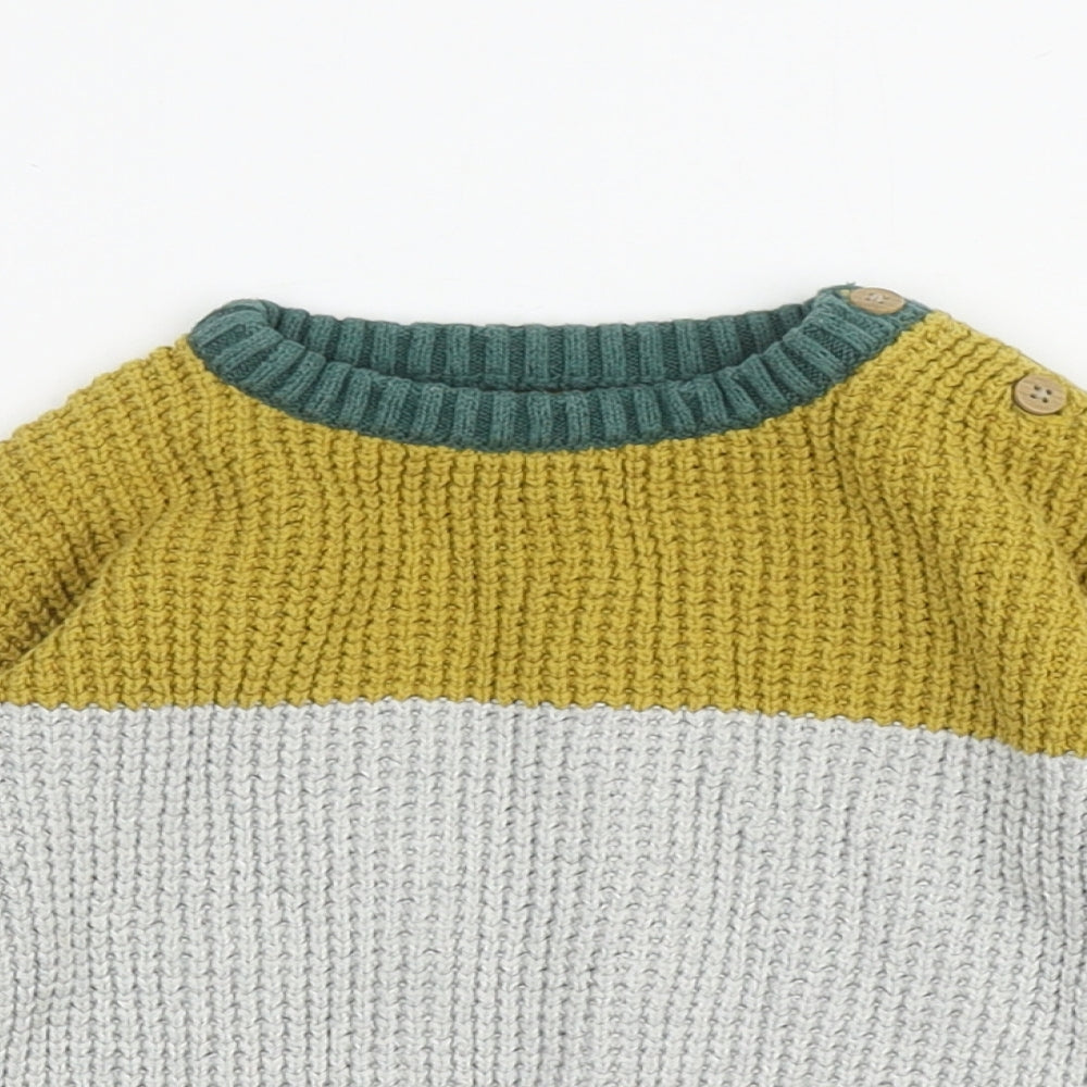 Nutmeg Baby Multicoloured Colourblock 100% Cotton Pullover Jumper Size 9-12 Months Pullover - Buttons on shoulder