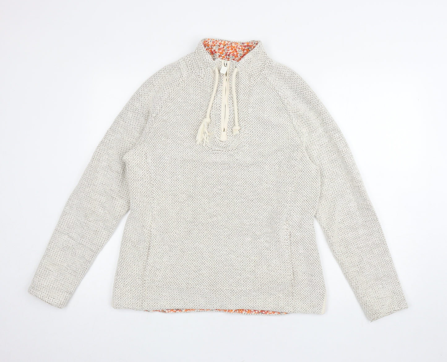 Weird Fish Womens Beige Cotton Pullover Sweatshirt Size 12 Pullover