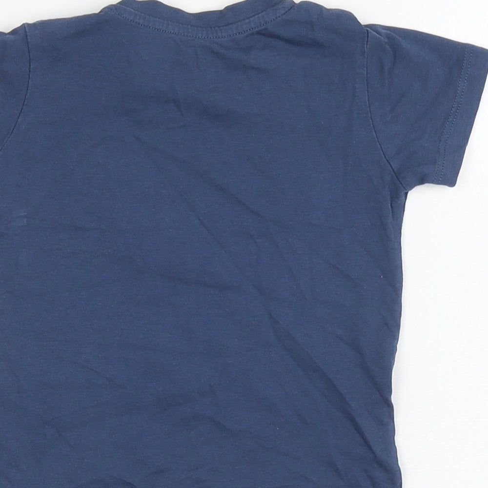 Marks and Spencers Baby Blue 100% Cotton Basic T-Shirt Size 9-12 Months Round Neck Pullover - Dinosaur