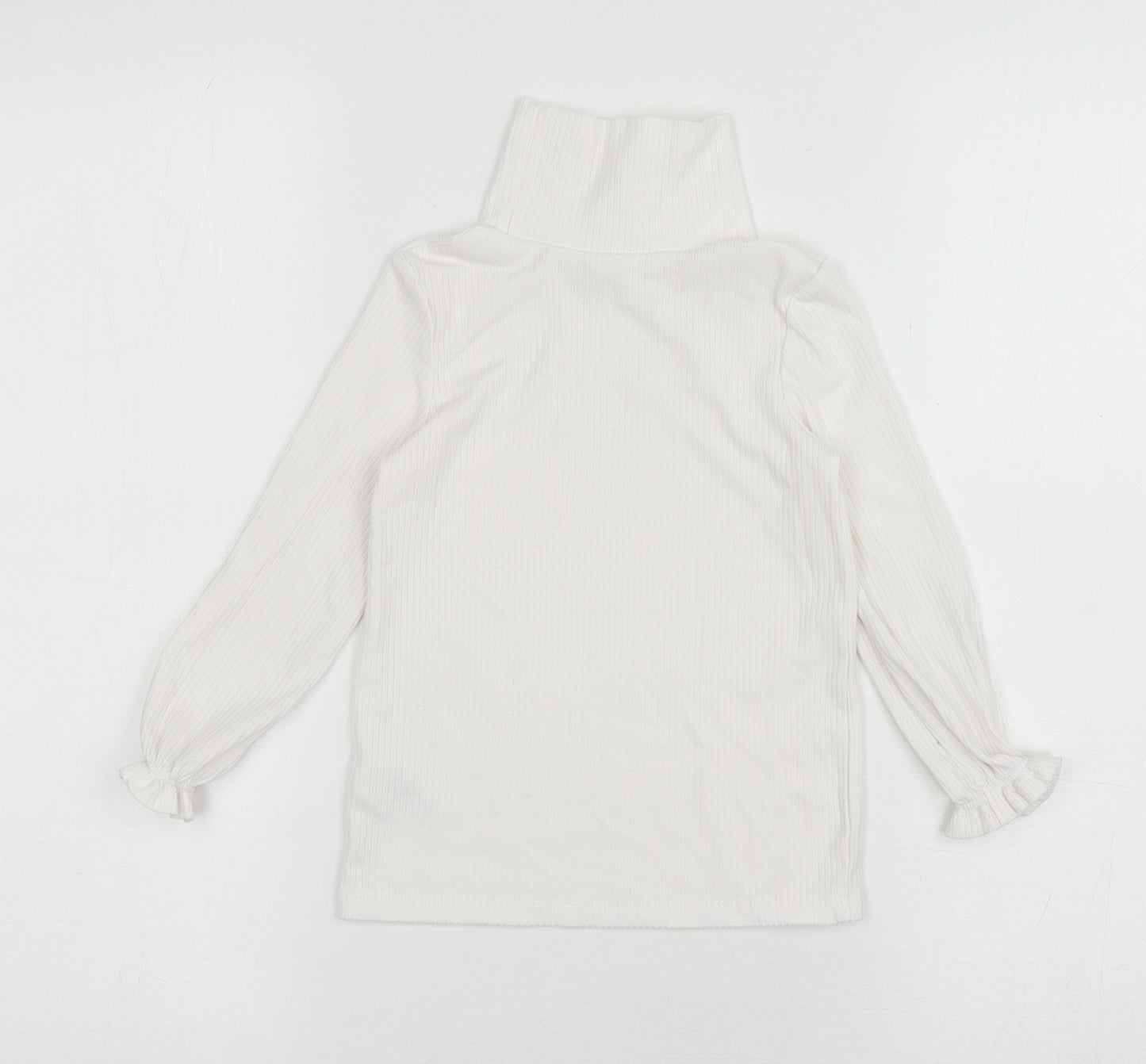 Matalan Girls White Polyester Basic T-Shirt Size 3-4 Years Roll Neck Pullover - ribbed
