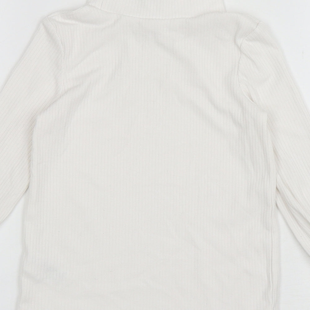 Matalan Girls White Polyester Basic T-Shirt Size 3-4 Years Roll Neck Pullover - ribbed