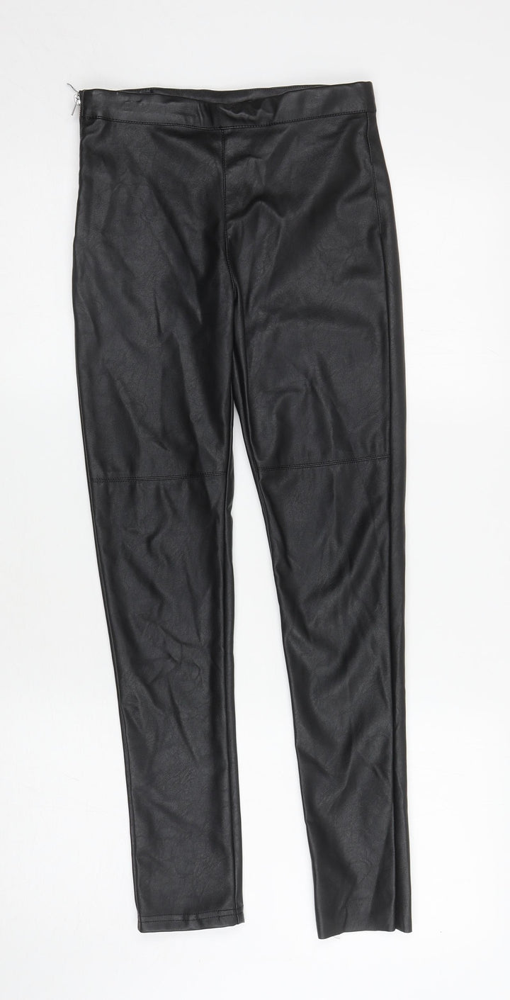 H&M Girls Black 100% Polyester Skinny Jeans Size 11-12 Years L25.5 in Regular Zip