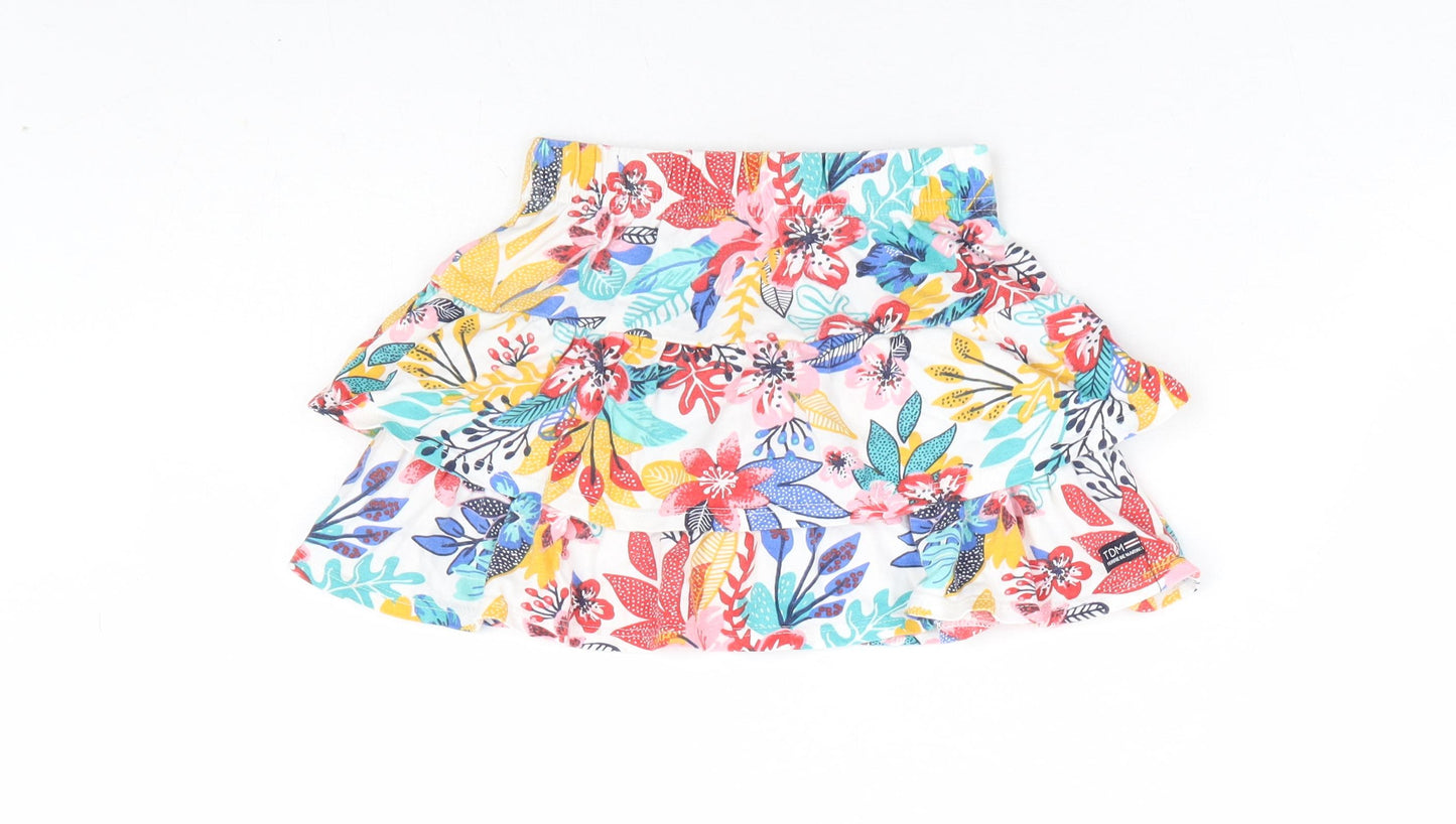 Terre de Marins Girls Multicoloured Floral Polyester Mini Skirt Size 4 Years Regular Pull On - RaRa Skirt