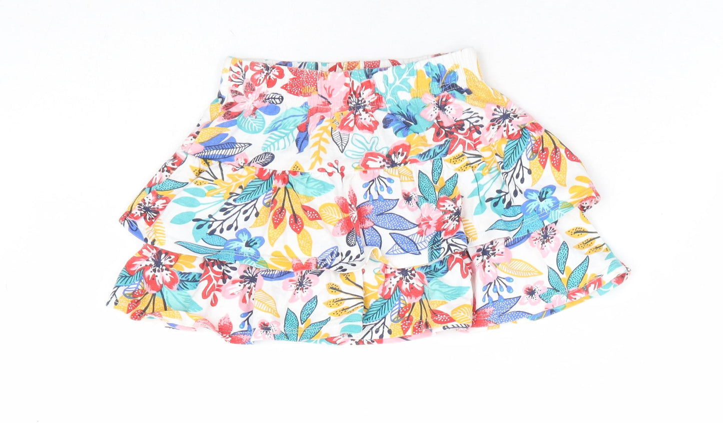 Terre de Marins Girls Multicoloured Floral Polyester Mini Skirt Size 4 Years Regular Pull On - RaRa Skirt