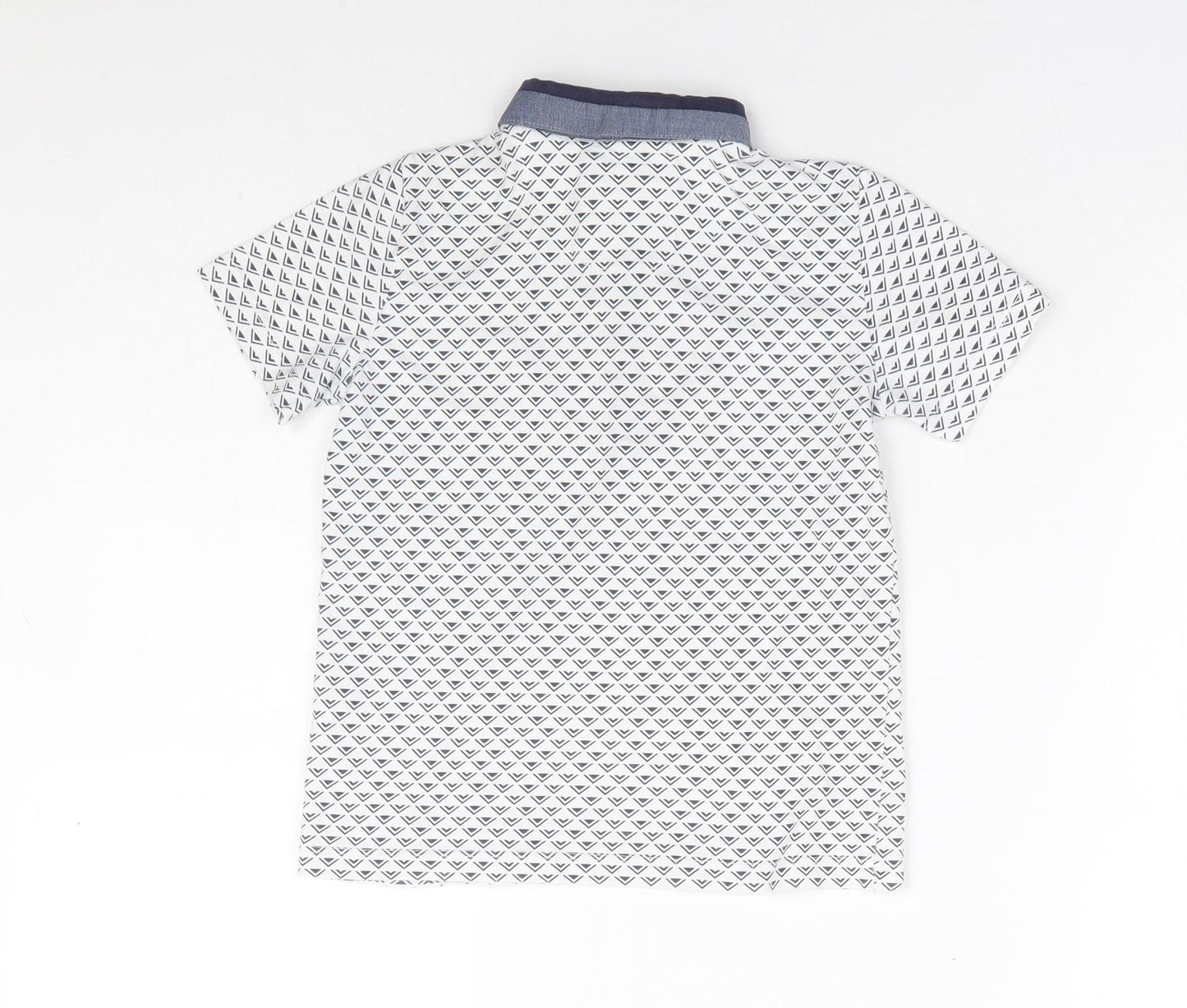 NEXT Boys White Geometric 100% Cotton Basic Polo Size 4 Years Collared Button