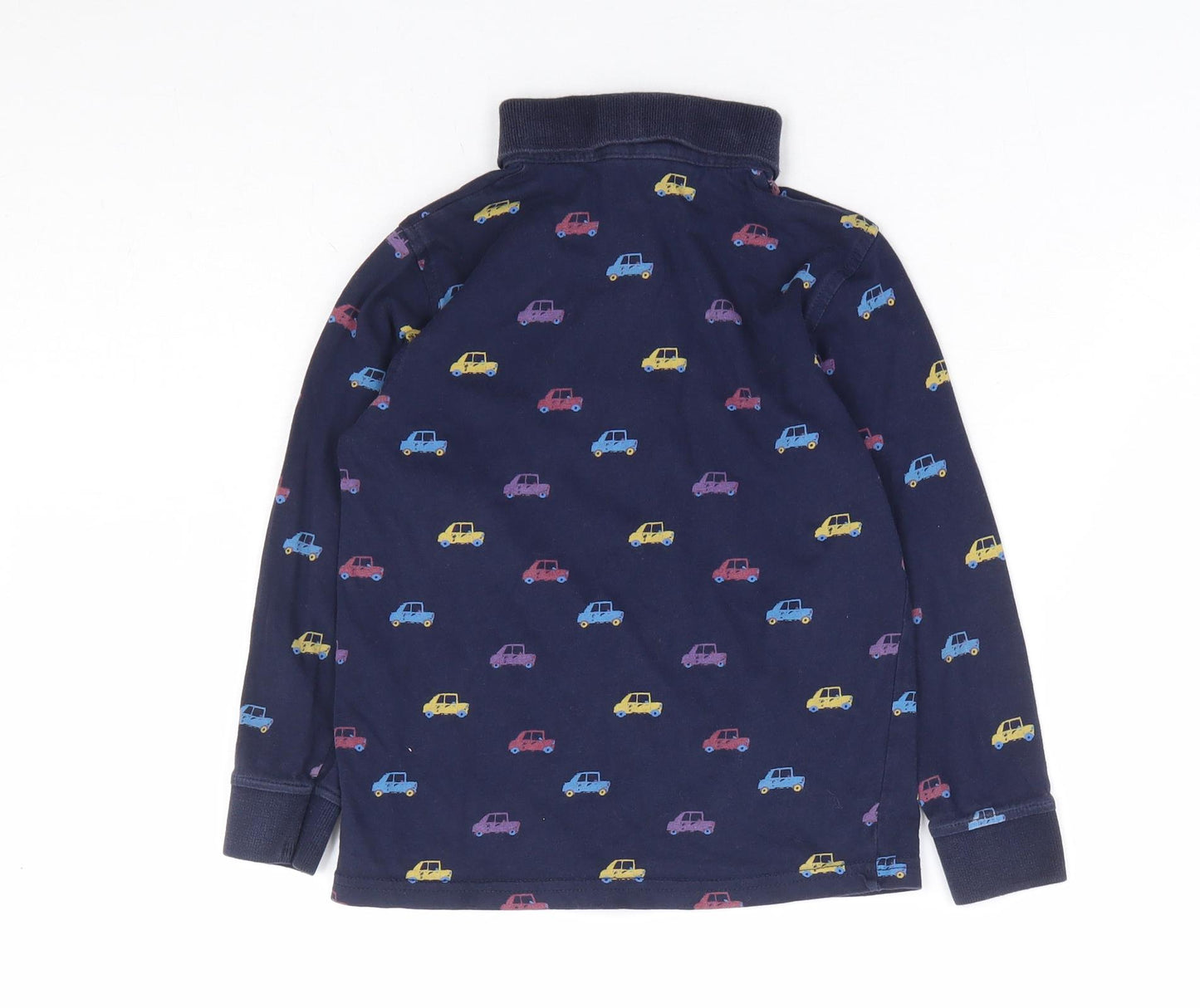 George Boys Blue Geometric 100% Cotton Basic Polo Size 4-5 Years Collared Button - Cars