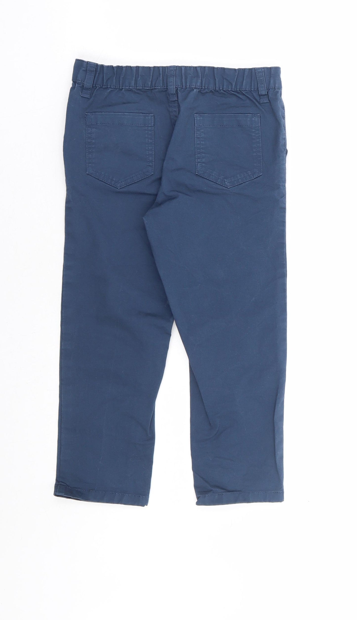 Mothercare Boys Blue Cotton Chino Trousers Size 4-5 Years Regular Button