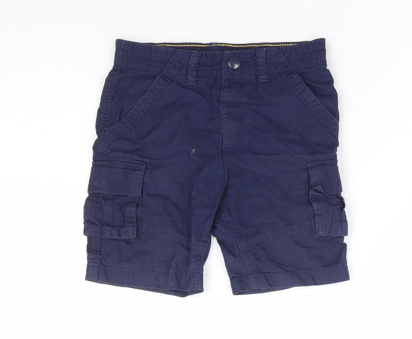 George Boys Blue 100% Cotton Cargo Shorts Size 4-5 Years Regular Snap