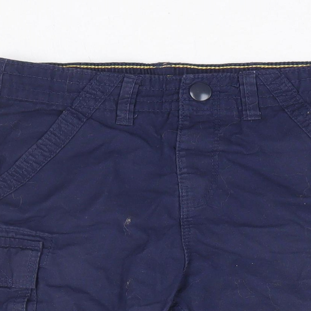 George Boys Blue 100% Cotton Cargo Shorts Size 4-5 Years Regular Snap