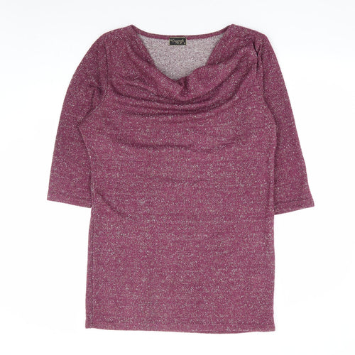 Originals Womens Purple Acrylic Tunic T-Shirt Size M Cowl Neck