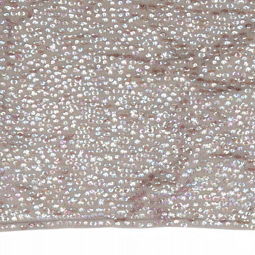 AMARANTO Womens Brown V-Neck Cotton Shrug Jumper Size 22