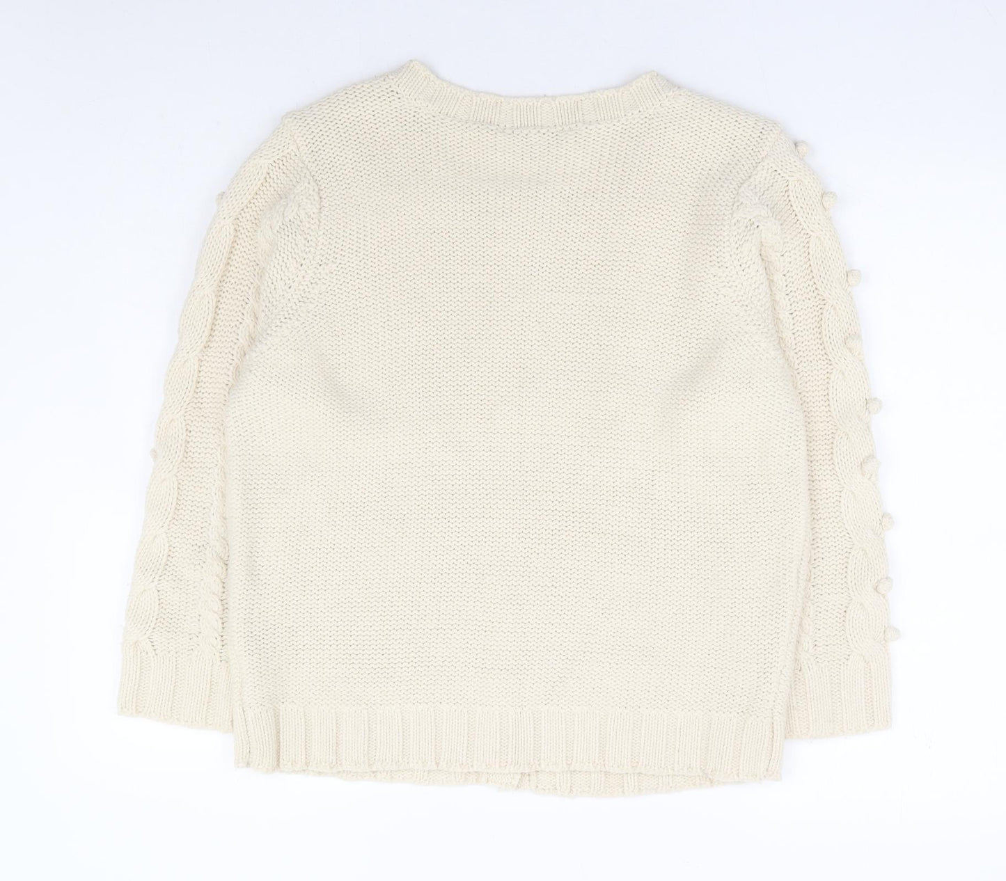 Rocha John Rocha Womens Beige Round Neck Acrylic Cardigan Jumper Size 16