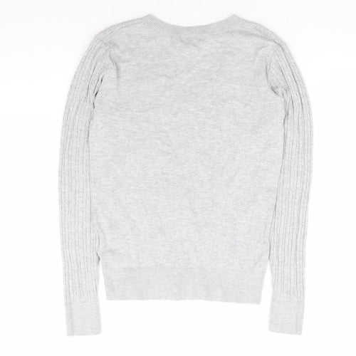 H&M Womens Grey V-Neck Viscose Pullover Jumper Size XS