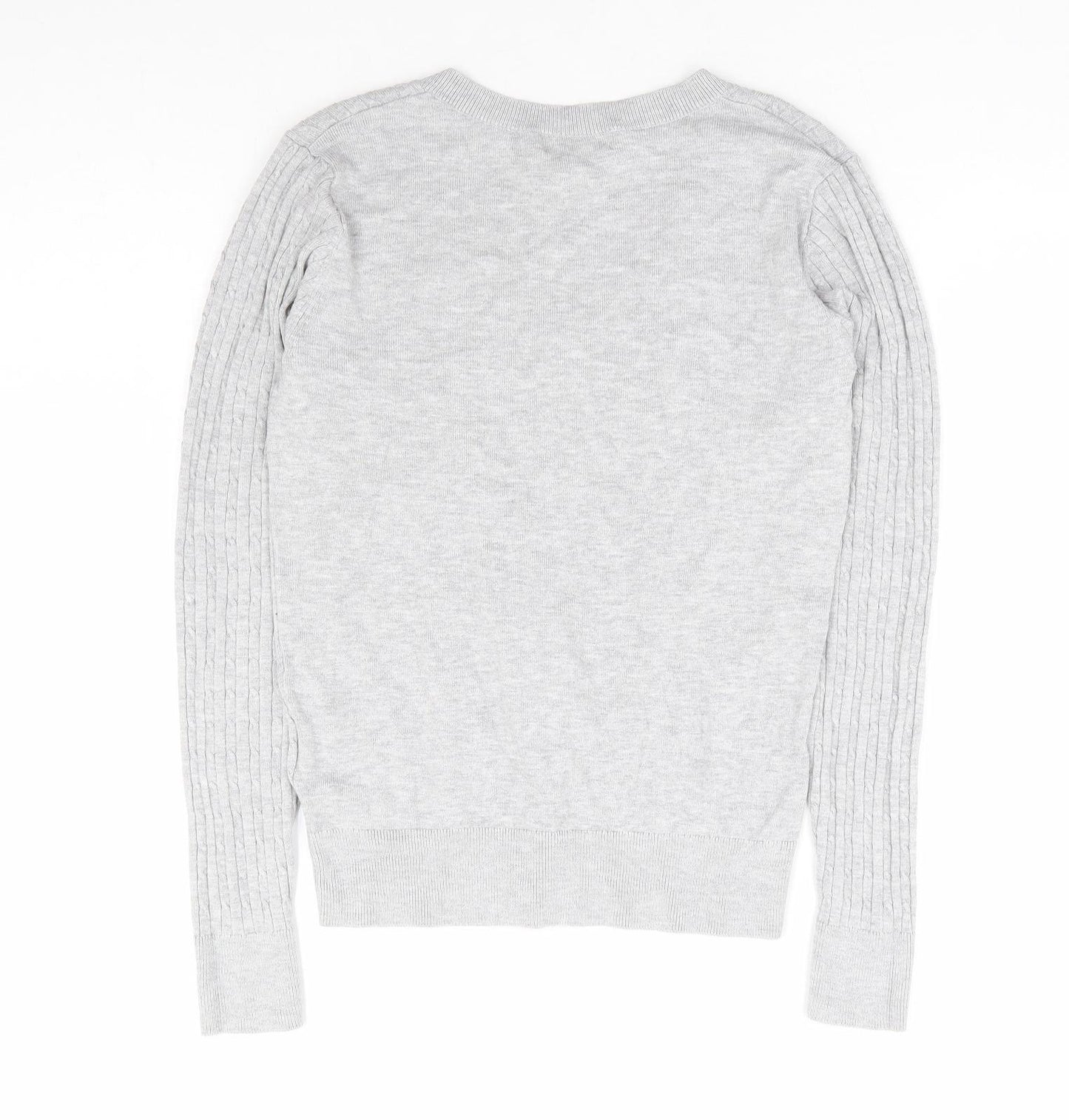 H&M Womens Grey V-Neck Viscose Pullover Jumper Size XS