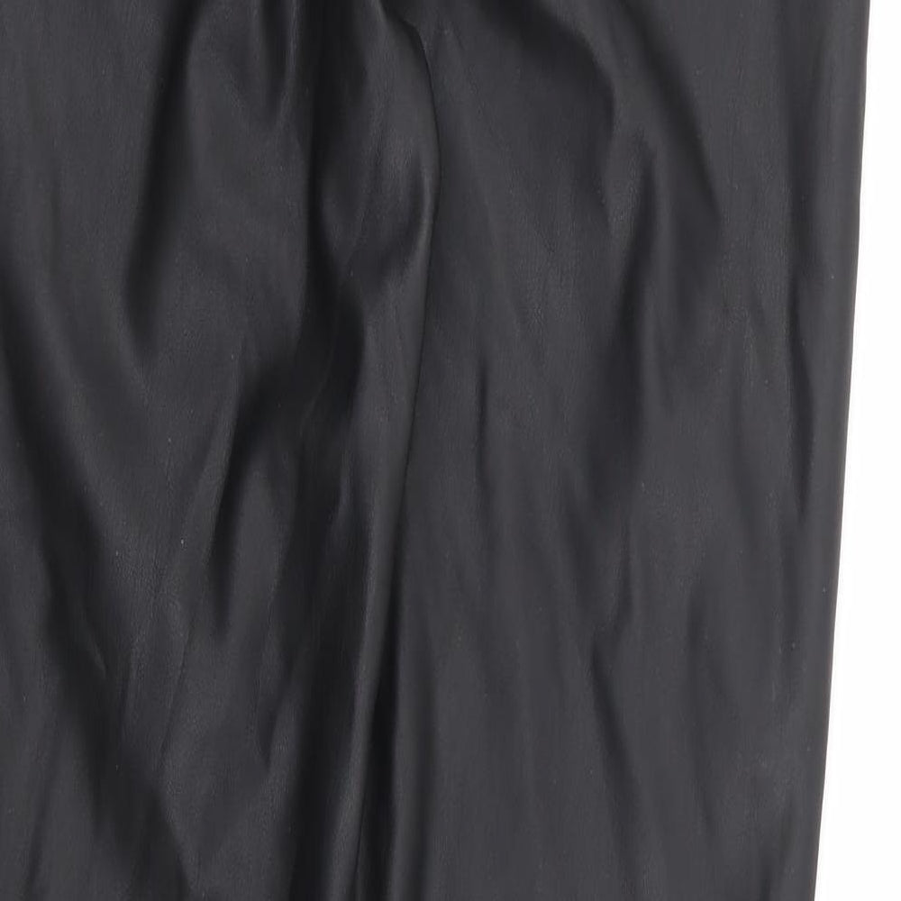 Primark Womens Black Polyurethane Trousers Size 10 L29 in Regular Zip - Faux Leather