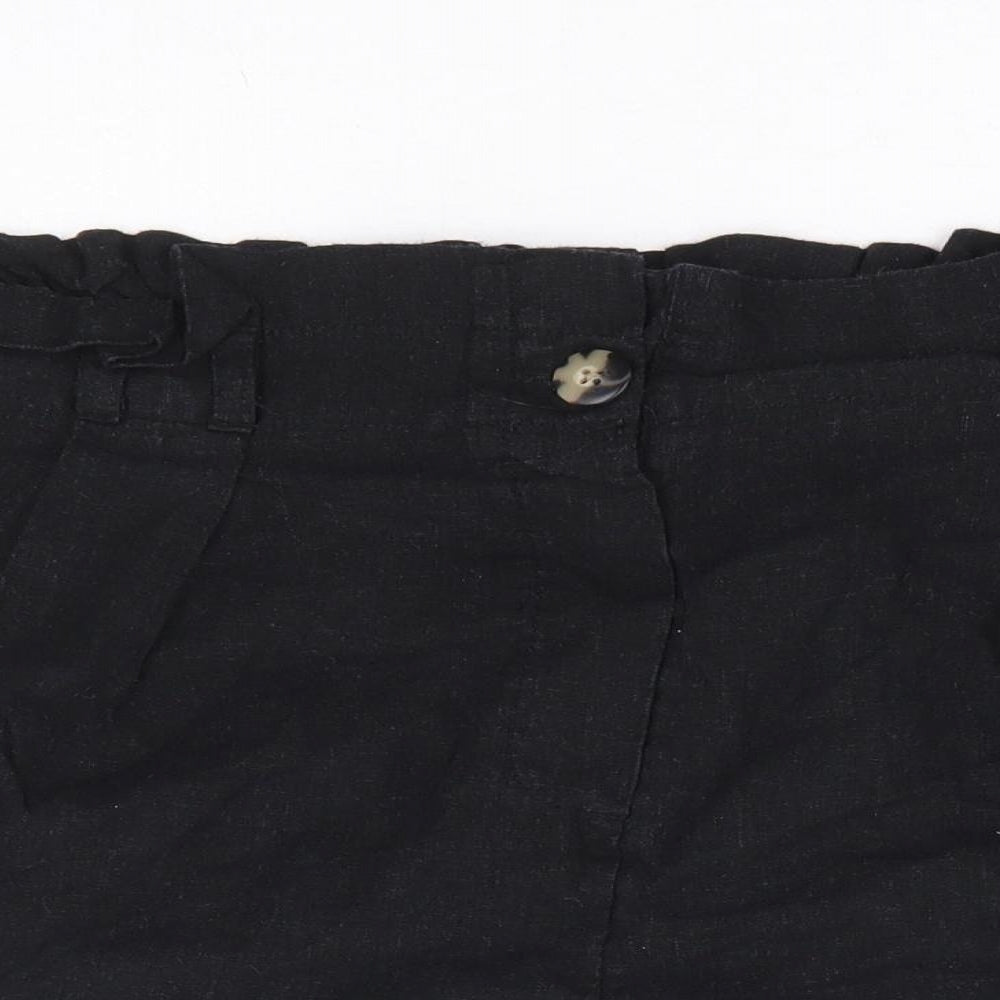 Primark Womens Black Linen Paperbag Shorts Size 16 L5 in Regular Button