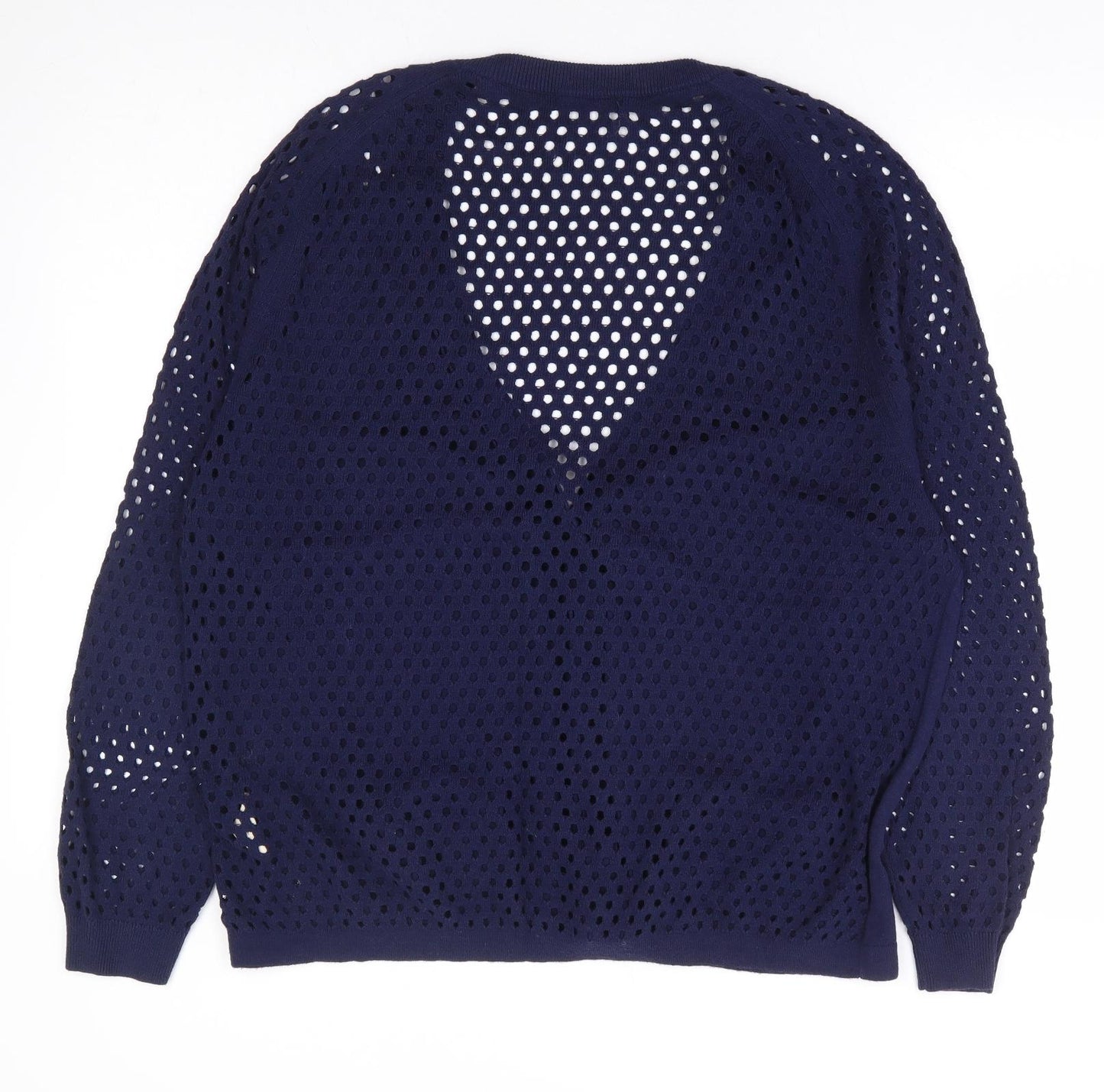 Jack Wills Womens Blue V-Neck Cotton Cardigan Jumper Size 14